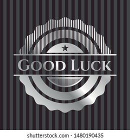 Good Luck silver shiny badge. Vector Illustration. Mosaic.