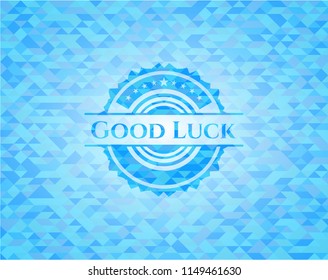 Good Luck sky blue emblem. Mosaic background