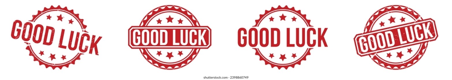 Good luck stamp red rubber stamp on white background. Good luck stamp sign. Good luck stamp.