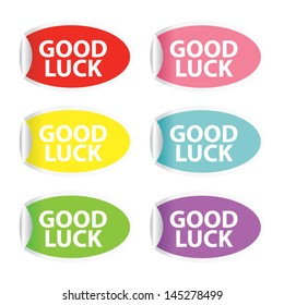 Good luck stickers and labels. Vector illustration.