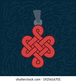 Good luck symbol illustration. Chinese knot with a tassel. Brings good luck and brings fortune to the flat vector. Vector illustration