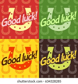 Good luck text farewell vector lettering with lucky phrase background greeting typography.
