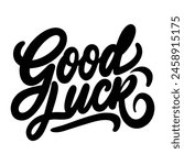 Good luck text lettering black handwritten logo on white 