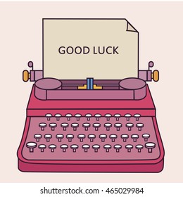 good luck type writer thin line style illustration 