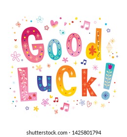 good luck unique lettering decorative text card