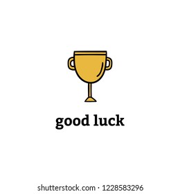 Good luck. Vector illustration in hand-drawn style. Cup in hand-drawn style.