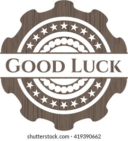 Good Luck vintage wooden emblem