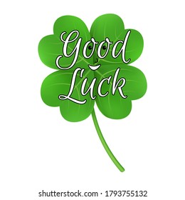 Good Luck wish clover with four leaves 