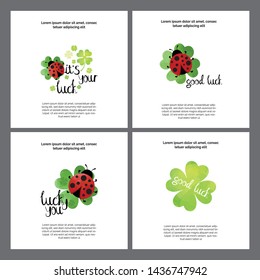 Good luck wishes cards template set, drawn labels kit