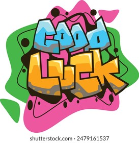 good luck word graffiti text sticker illustration