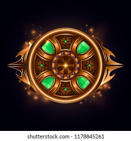 Good magical locket with emerald and shine. Gold sign for fantastic game