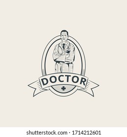 Good male doctor logo template Premium Vector