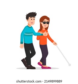 a good man is leading a blind woman svg