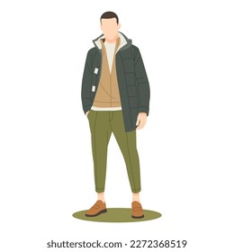good man standing and posing in stylish outfits illustration