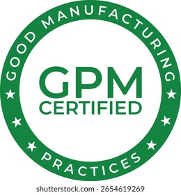 Good Manufacturing Practices certified label stamp with quality seal design