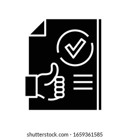 Icono negro de marca buena, ilustración conceptual, símbolo plano vectorial, signo de glifo.