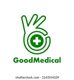 Good medical vector logo template. This design uses a hand and stethoscope symbol. Suitable for health business.