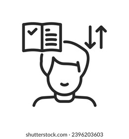 Good Memory Icon. Thin Line Illustration of Person with Exceptional Recall Abilities for Cognitive Strength and Learning. Isolated Outline Vector Sign.