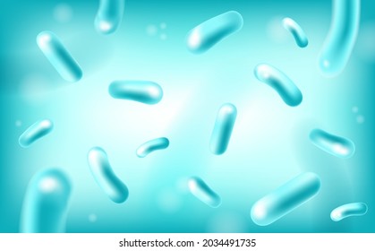 Good microorganisms concept, probiotic bacteria. Background for the poster. Vector realistic lactobacilli