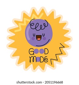 good mode sticker over white