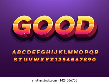 "Good" modern and futuristic font with cool effect - Vector