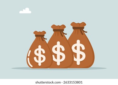 Good money-making concept from Investment. Three bags of dollar bills.