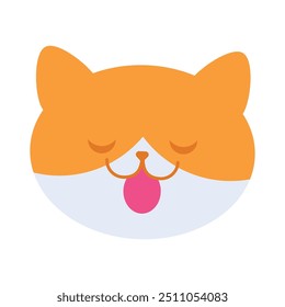 Good mood pet character. Happy purring red kitty. Image for design of pet store or veterinary clinic. Simple flat vector isolated on white background