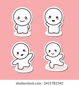 Good mood sticker collection, happy cartoon character