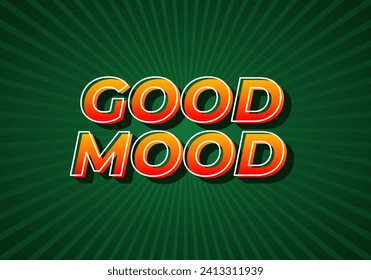 Buen humor. Diseño de efecto de texto en 3D con color morado degradado amarillo