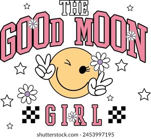 the good moon girl flowers smile