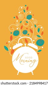 Gute Morgen-Wecker. Vektorgrafik. Weißer Hintergrund.