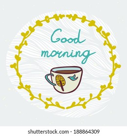 Good morning background with coffee cup