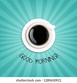 Good Morning Banner With Cup Coffee With Gradient Mesh, Vector Illustration