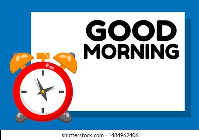 good morning banner,cute alarm clock countdown and text good morning  . flat design and cartoon style,vector illustration 