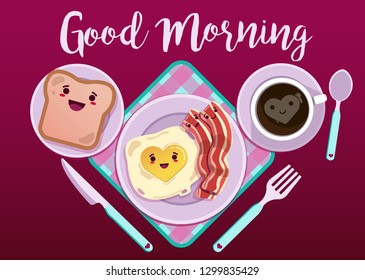 Good Morning Breakfast, cute cartoon food 