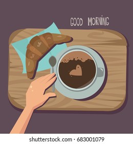 good morning breakfast hand