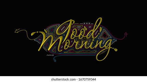 Good Morning Calligraphic 3d Style Text Vector illustration Design.