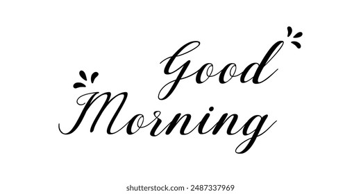 Good Morning calligraphy lettering hand written with brush on grunge textured background. Typography inspiration poster. Vector illustration.