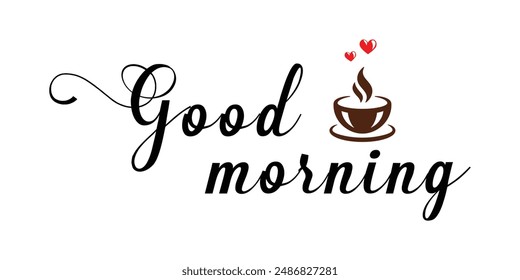  "Good Morning" calligraphy lettering on light background. "Good Morning" vector illustration. EPS 10