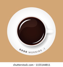 good morning coffee black happy smiley vector illustration EPS10