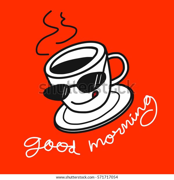 Good Morning Coffee Cartoon Illustration On Stock Vector (Royalty Free