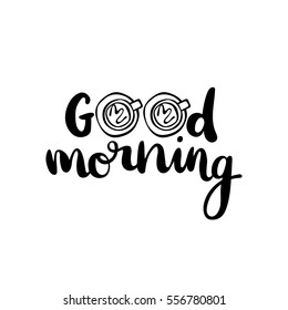 Good morning. Coffee. Coffee cup. Isolated vector objects on white background.