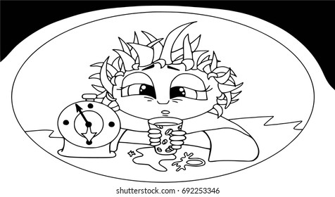 Good morning with coffee. People characters