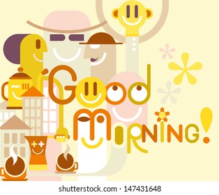 Good Morning - color vector illustration.