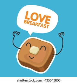 Good morning concept vector, Toast love breakfast.