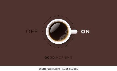 Good Morning. Conceptual Motivation Illustration. Vector Cup Of Coffee.