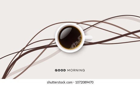 Good Morning. Conceptual Motivation Illustration. Vector Cup Of Coffee.