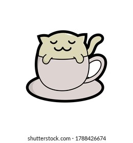 Good morning cute cats, greetings for loved ones or coffee lovers, good for print, stickers, t shirts design, cartoon, graphic, art