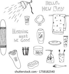Good morning doodle vector set
