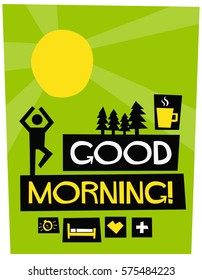 Good Morning! (Flat Style Vector Illustration Sunrise Poster Design)